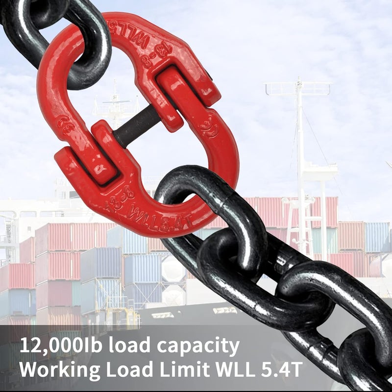 TBAPFS 1/2" Grade 80 Alloy Steel Hammerlock Coupling Link, Tow Hitch Hammer Lock Safety Trailer Chain Adapter Connector Link for Heavy Super Duty Truck Chain Hitch, 12000 Lbs Work Load Limit - Red - Image 5